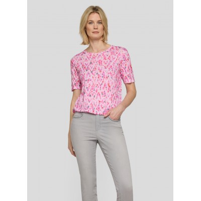 Rabe - 56-117370 Lichte roze print T-shirt met elasische boord.