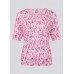Rabe - 56-117370 Lichte roze print T-shirt met elasische boord.
