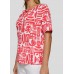 Rabe - 56-124351 Luchtige T-shirt rood wit print korte mouw. Rabe - 56-124351 Luchtige T-shirt rood wit print korte mouw.
