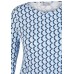 Rabe - 56-111359 T-shirt 3/4 mouw blauw wit print.