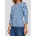 Rabe - 56-111359 T-shirt 3/4 mouw blauw wit print.