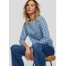 Rabe - 56-111359 T-shirt 3/4 mouw blauw wit print.