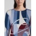 Rabe - 57-114368 T-shirt 3/4 mouwen met Print blauw wit bordeaux.