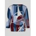 Rabe - 57-114368 T-shirt 3/4 mouwen met Print blauw wit bordeaux.