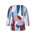 Rabe - 57-114368 T-shirt 3/4 mouwen met Print blauw wit bordeaux.