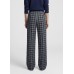 Rabe - 57-113450 wijde Stretch broek met ruiten print in blauw grijs beige.