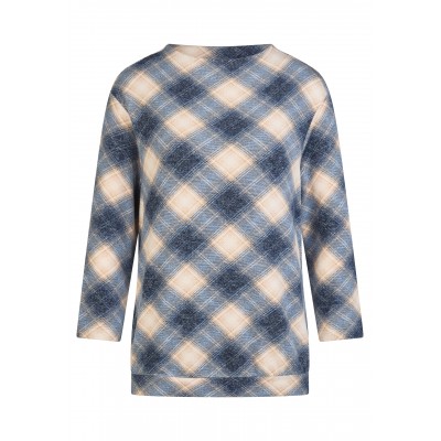 Rabe - 57-113378 zacht warme pull ruitjes beige jeans blauw. Rabe - 57-113378 zacht warme pull ruitjes beige jeans blauw.