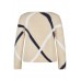 Rabe - 57-113616 Zachte trui beige met wit blauwe lijnen print.