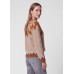 Rabe - 57-121621 zachte trui taupe met print bruin cognac.