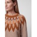 Rabe - 57-121621 zachte trui taupe met print bruin cognac.