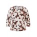 Rabe - 57-111369 T-shirt 3/4 mouwen print beige roze bruin bollen.
