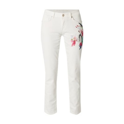 Raffaello Rossi - 24022 Taya 7/8 Flower Witte 5-Pocket broek met applicatie