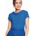 Vera Mont - 4573 4000 Blauw kleed half lang in stoffen combinatie.