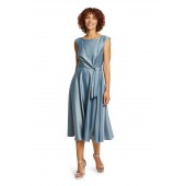 Vera Mont - 4630 4067 Satijn kleed blauw half lang