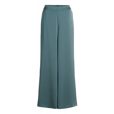 Vera Mont - 0300 4262 Wijde broek petrol blauw satijn.