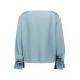 Vera Mont - 0426 4262 Losse satijnen bloes petrol blauw.