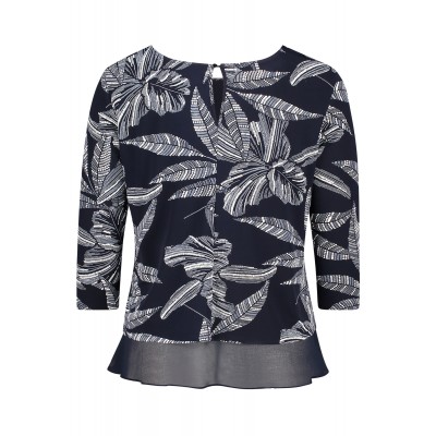 Vera Mont - 4025 4230 Bloes stretch  blauw witte print.