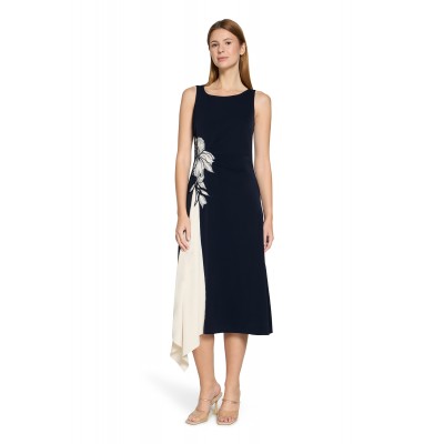 Vera Mont - 5150 4514 blauw asymmetisch kleed Ecru bloem. Vera Mont - 5150 4514 blauw asymmetisch kleed Ecru bloem.