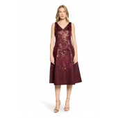 Vera Mont - 5223 4084 4828 Half lang kleed bordeaux lurex print.