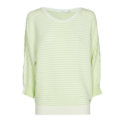 Xandres - GABONI 29026-03-5555 - Gestreepte groene pull met pofmouw