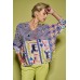 Yess - Kat S24C103 Losse bloes vlinder mouwen in patchwork print.