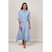 Yess - S26C041 Half lange licht blauwe rok suède look.
