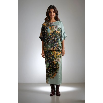 Yess - FW26C3302 Losse bloes pastel groen blokjes print. Yess - FW26C3302 Losse bloes pastel groen blokjes print.