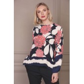 Yess - Nathalie FW23-CL-020 bloes print zwart wit rood.