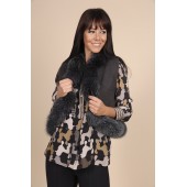 Yess - Bolero W24C402 donker grijze bodywarmer met fake fur.