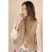 Yess - Bolero W24C401 beige bodywarmer met fake fur.