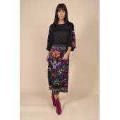 Yess - pipa W24C046 rechte lange rok met print en split.