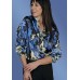 Yess - FW25C456 Tea Bird025 Luchtige bloes wit blauw print.